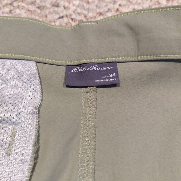 Eddie Bauer Takeoff Chino Shorts Mens 34 Green Classic Fit Stretch Flat Front - Picture 4 of 6